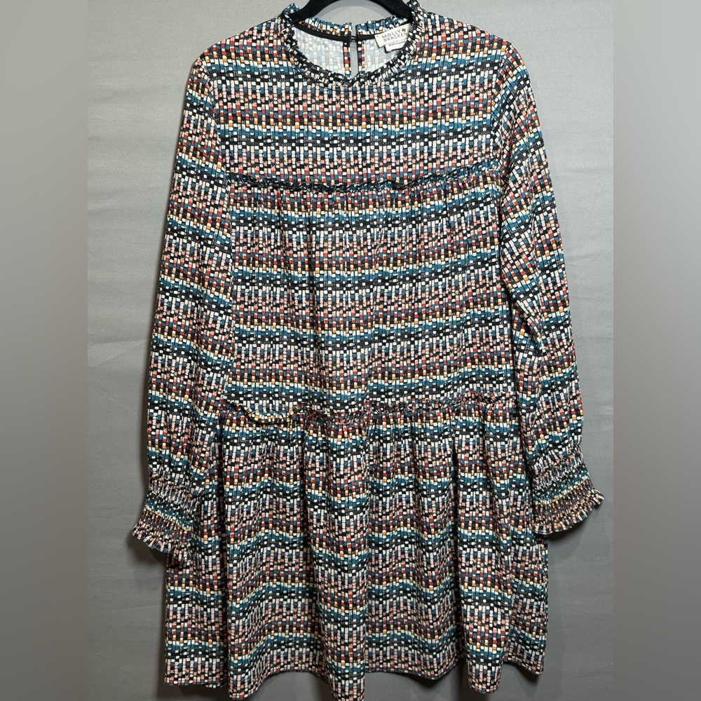 Molly‎ Bracken Printed Tiered Mini Dress, Size M